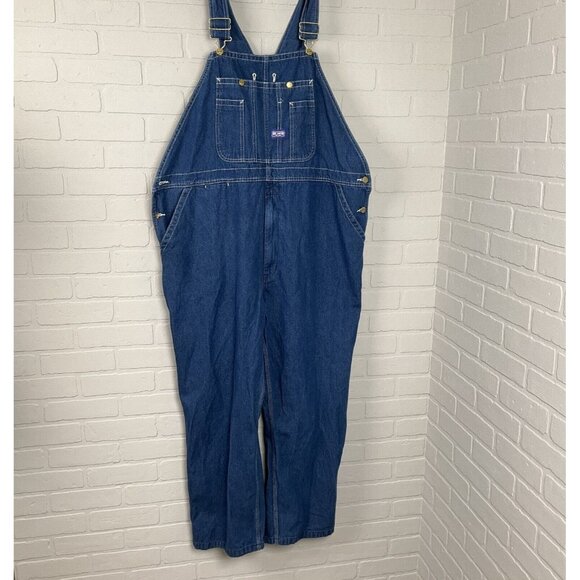Big Smith Overalls Men 46Wx30L Blue Bibs Chore Work‎ Farm Carpenter Cotton Denim - Picture 1 of 11
